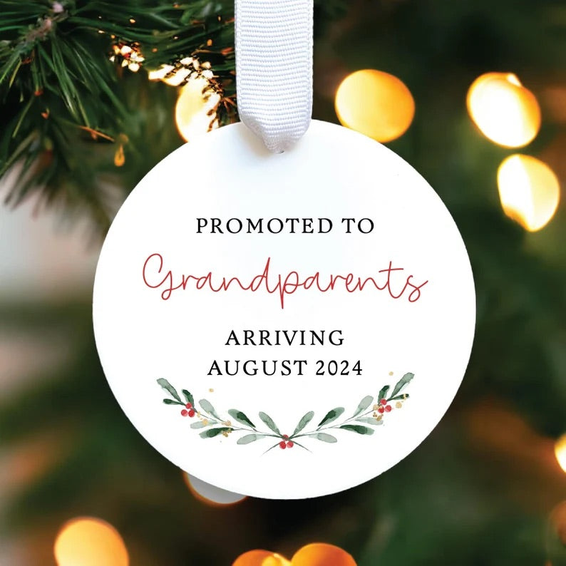 Promoted to Grandparents Ornament | Baby Announcement Ornament | Birth Announcement Ornament | Custom Baby Announcement Gift | 2023 Ornament