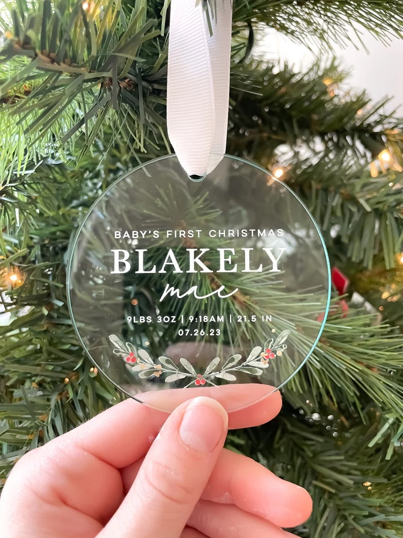 Custom Baby's First Christmas 2023 Ornament | Baby's First Christmas Photo Ornament |  Newborn Ornament | Baby Gift