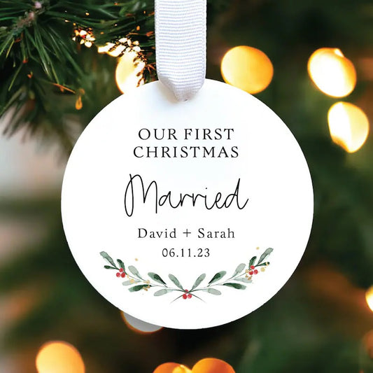 Custom Our First Christmas Married Ornament 2023 | Personalized Married Ornament | Christmas Ornament | Mr and Mrs 2023 Ornament