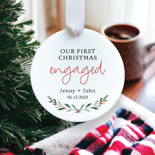 Custom Our First Christmas Engaged Ornament 2023 | Personalized Engagement Ornament | Christmas Ornament | Custom Engagement Ornament