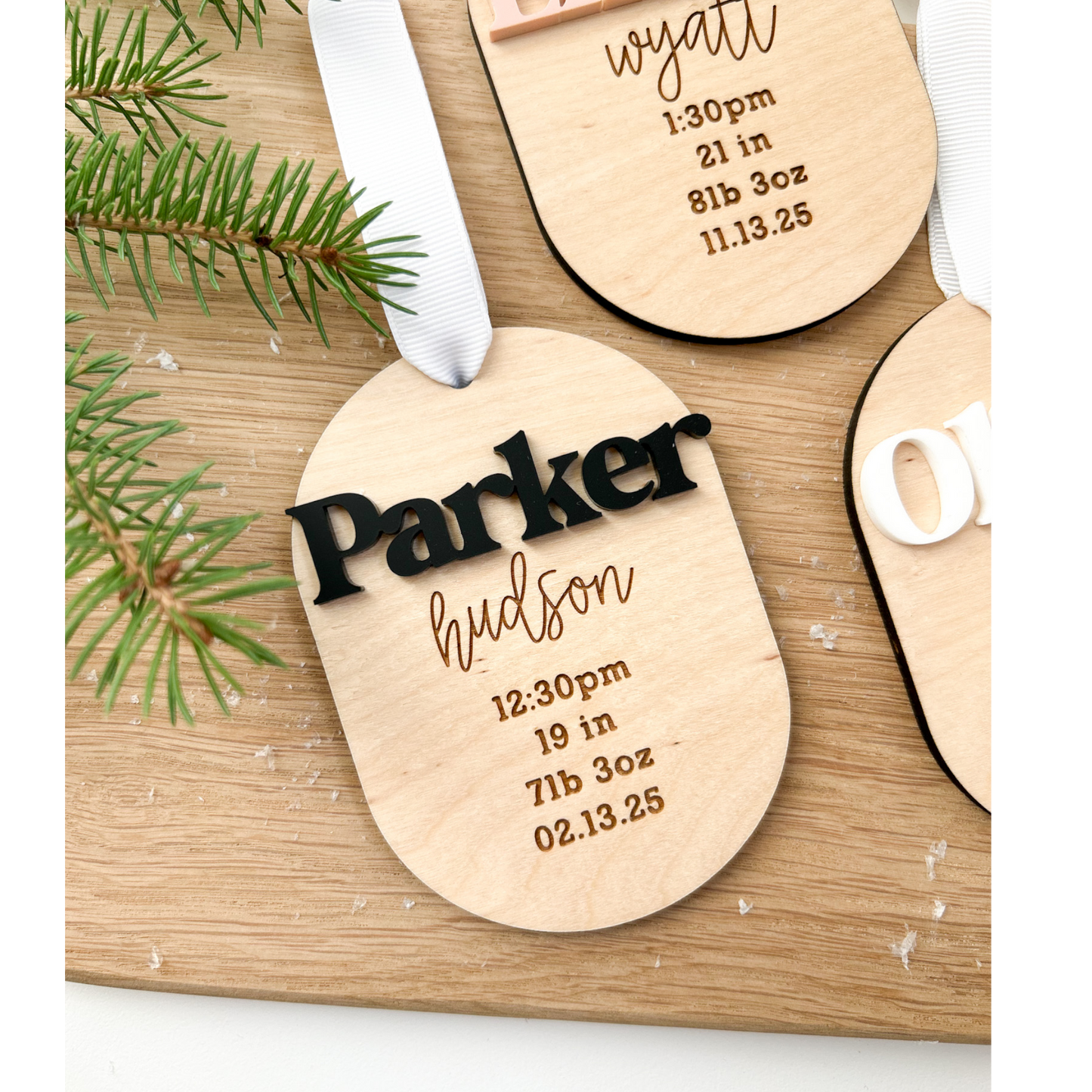 Custom Baby's First Christmas Wooden Ornament