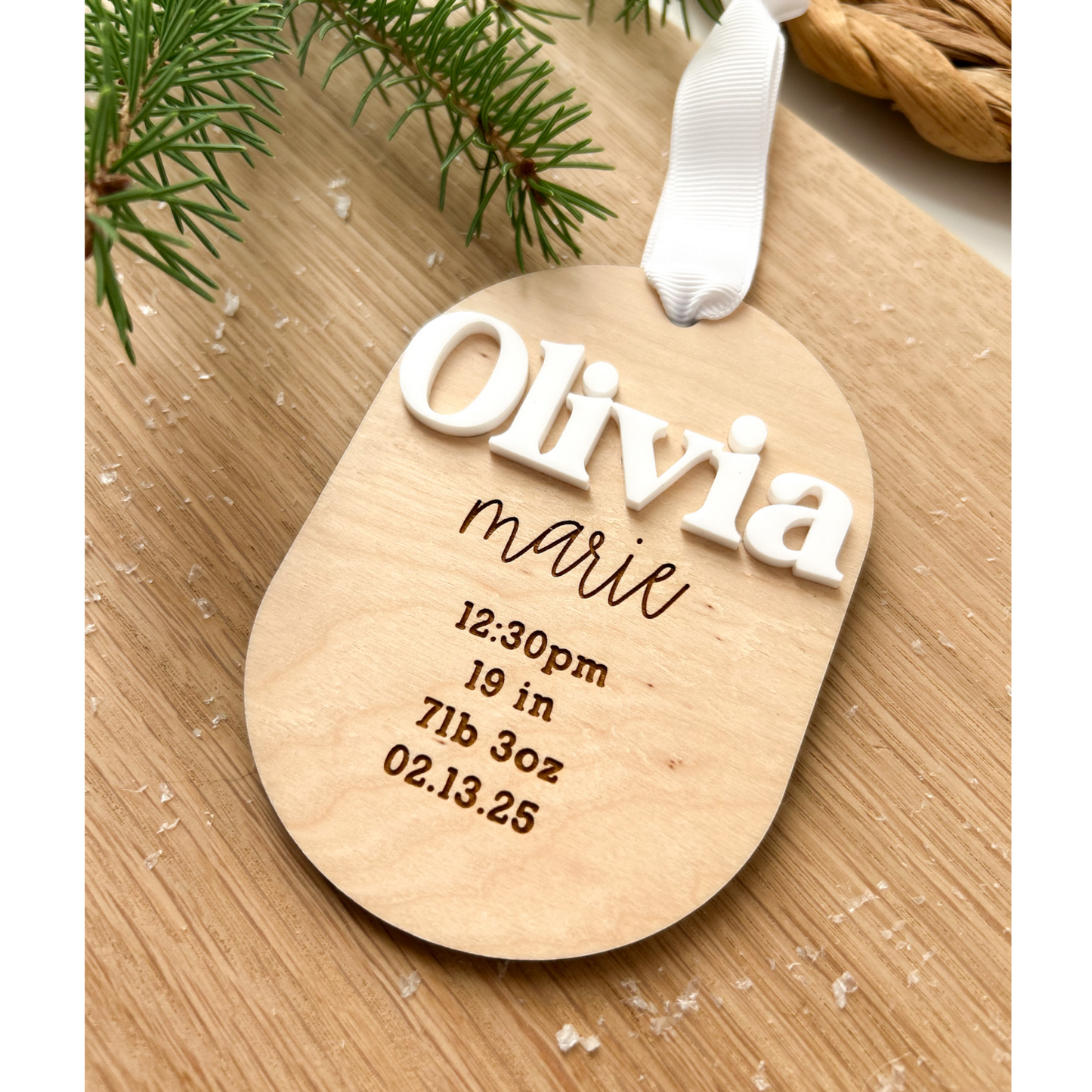 Custom Baby's First Christmas Wooden Ornament