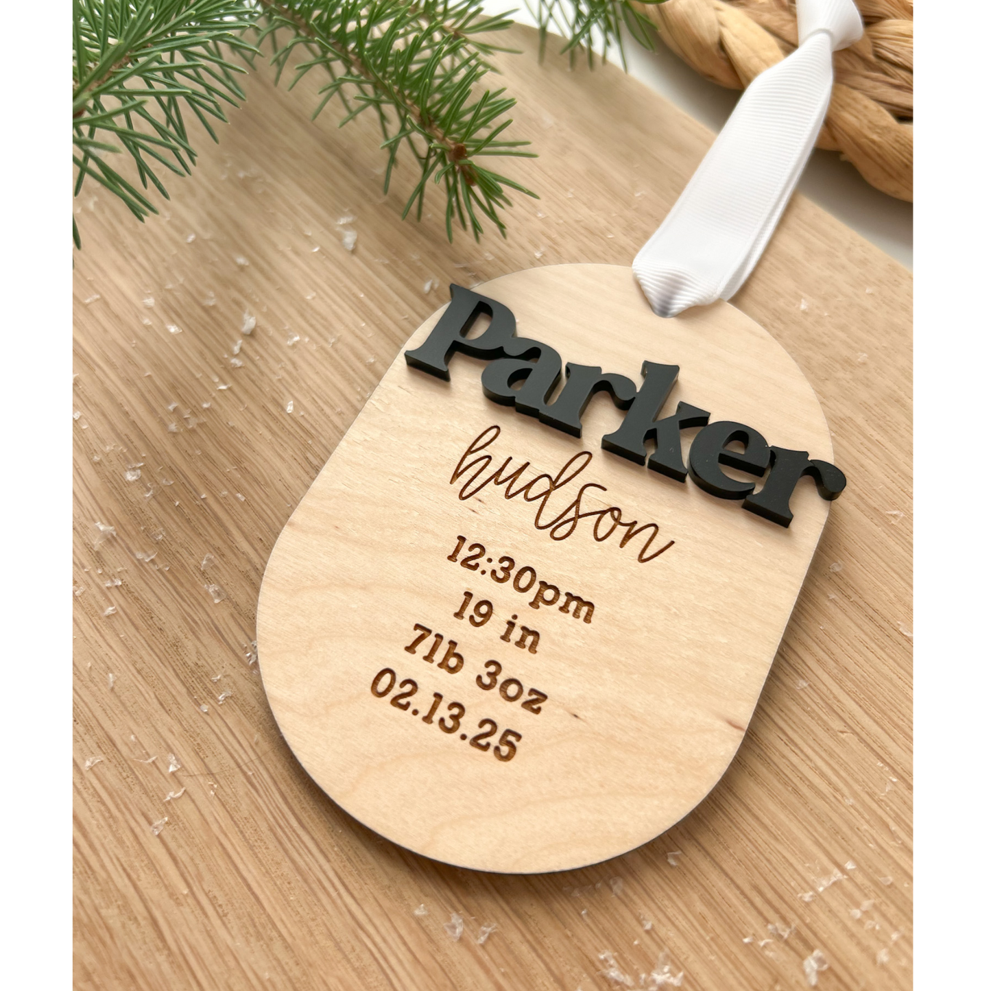 Custom Baby's First Christmas Wooden Ornament