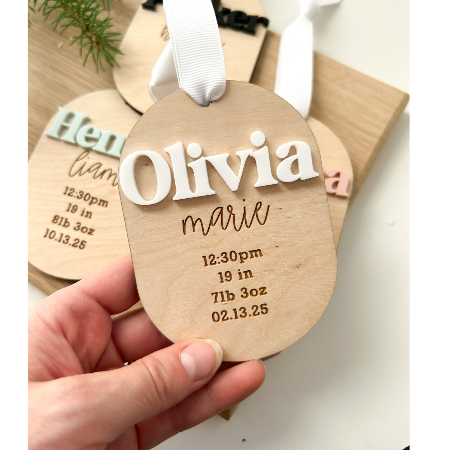 Custom Baby's First Christmas Wooden Ornament