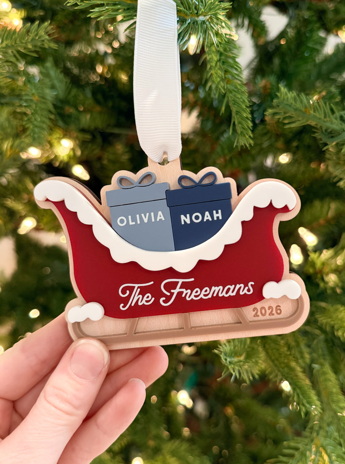 Personalized Family Christmas Sleigh Ornament