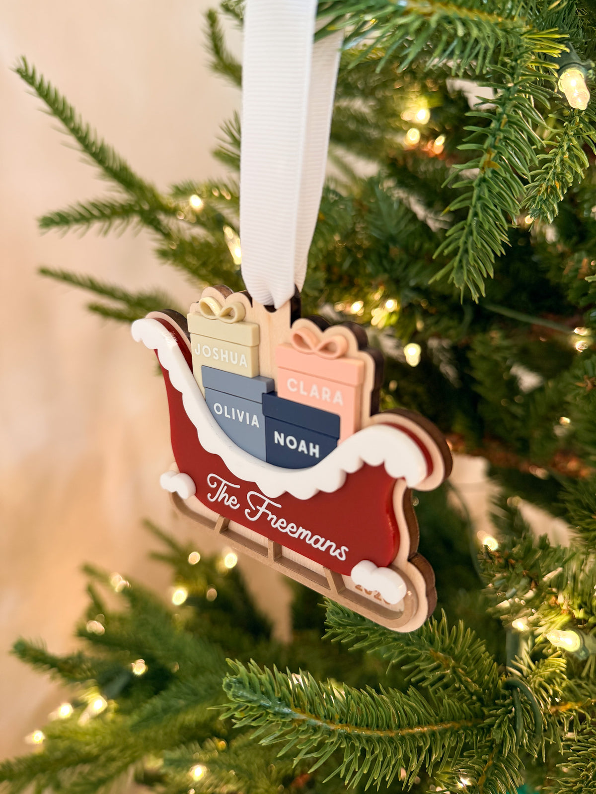 Personalized Family Christmas Sleigh Ornament