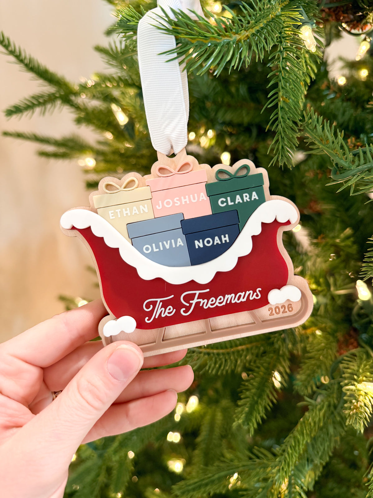 Personalized Family Christmas Sleigh Ornament