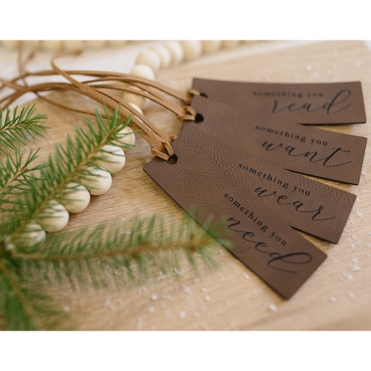 Leatherette Mindful Gifting Tags Set of 4
