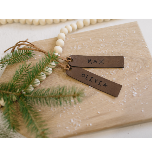 Kid's Writing Leatherette Stocking Tag