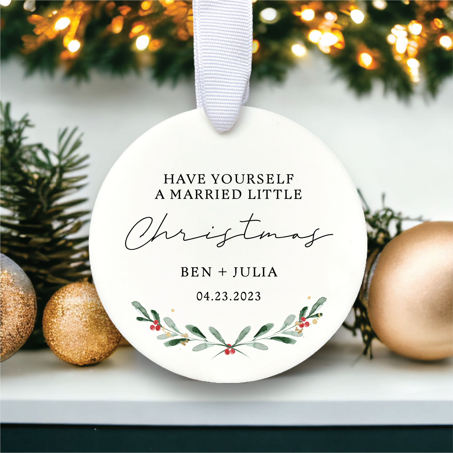 Custom Our First Christmas Married Ornament 2023 | Personalized Married Ornament | Christmas Ornament | Mr and Mrs 2023 Ornament