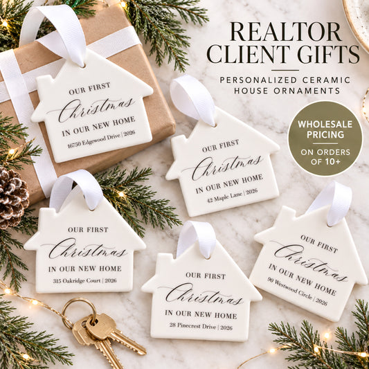 Personalized Ceramic House Ornaments, Realtor Closing Gifts, Bulk & Wholesale Pricing