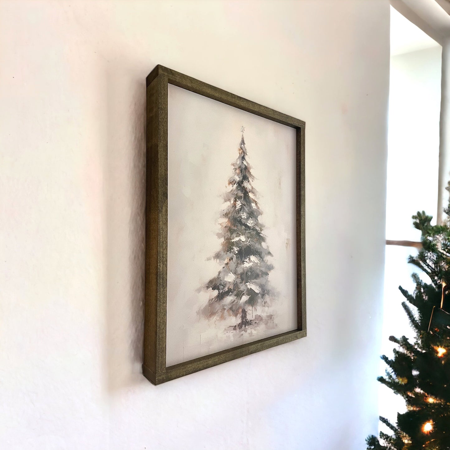 Vintage Oil Painting Christmas Tree Sign