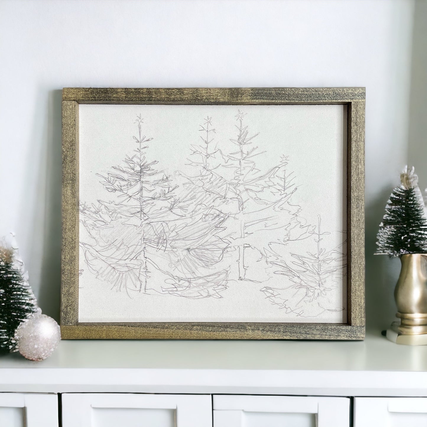 Vintage Christmas Tree Sketch Sign