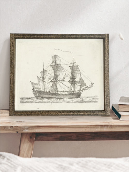Vintage Sailboat Drawing