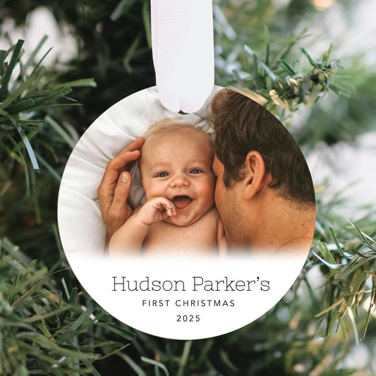 Custom Baby's First Christmas Photo Ornament