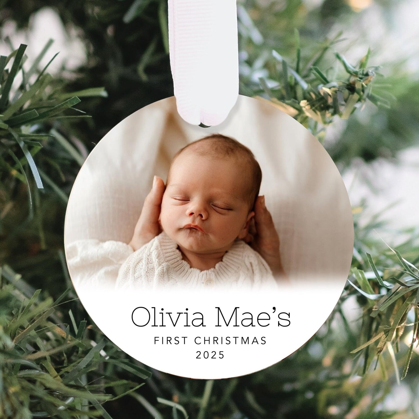 Custom Baby's First Christmas Photo Ornament