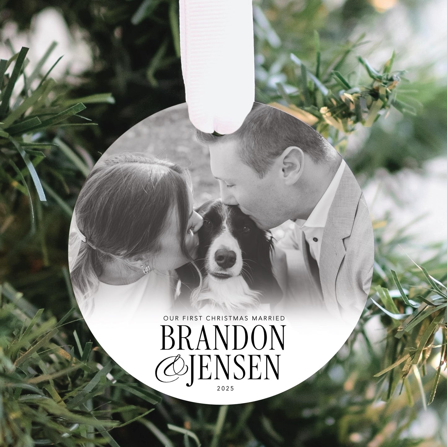 Custom Our First Christmas Married Photo Ornament