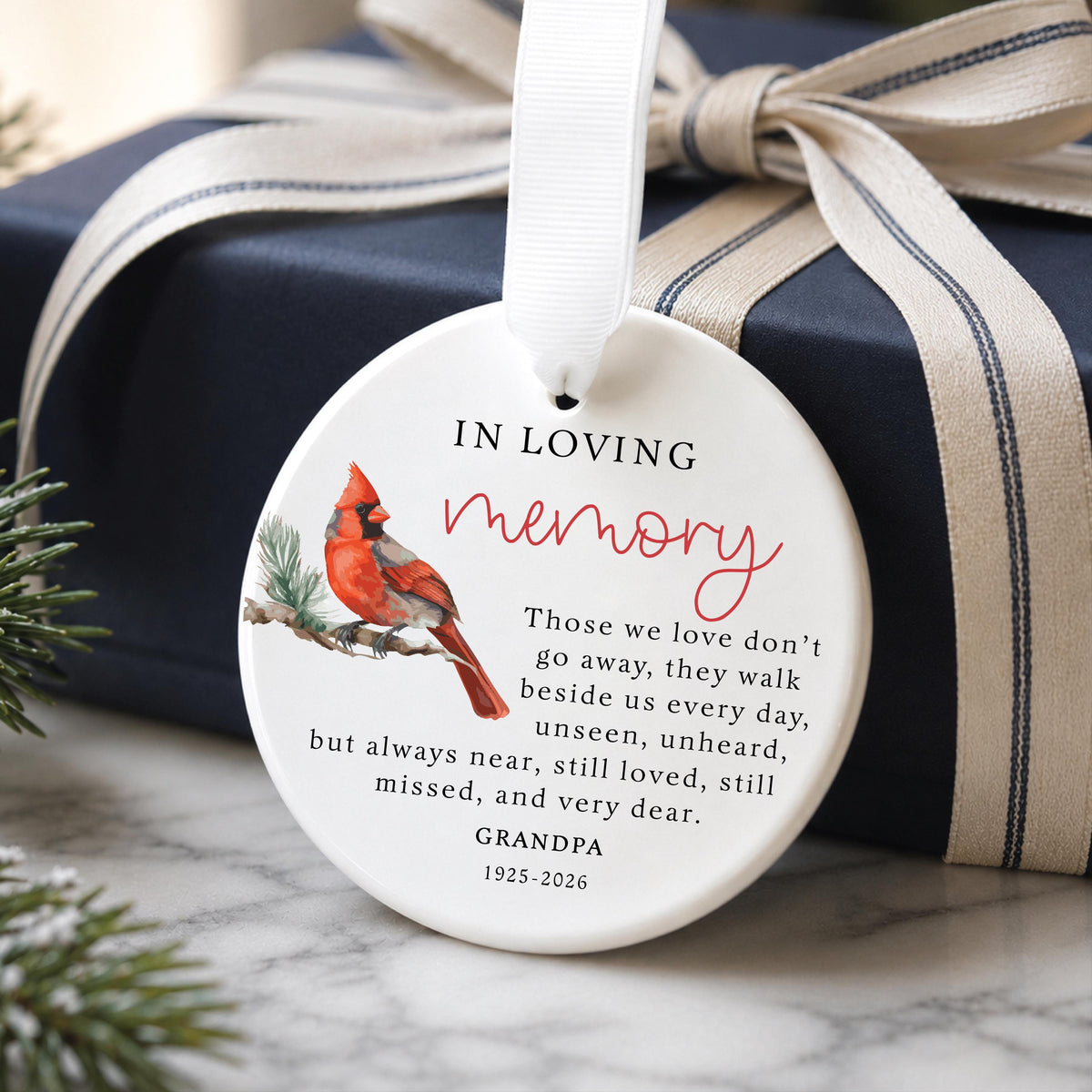 Custom In Loving Memory Memorial Ornament
