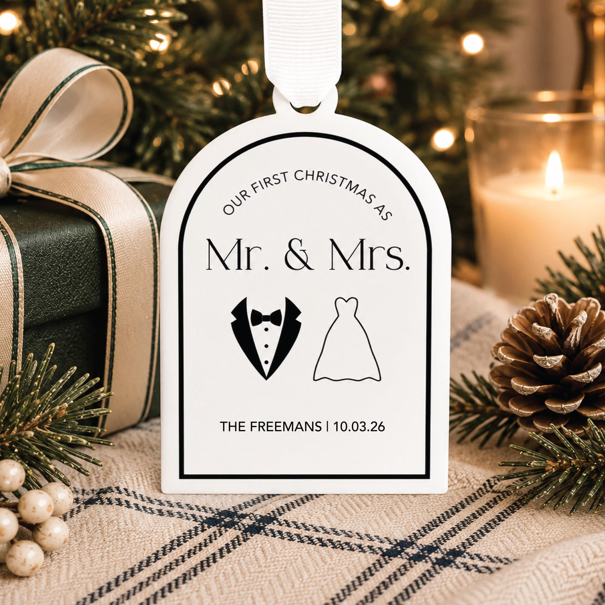 Our First Christmas Married Tux Dress Ornament