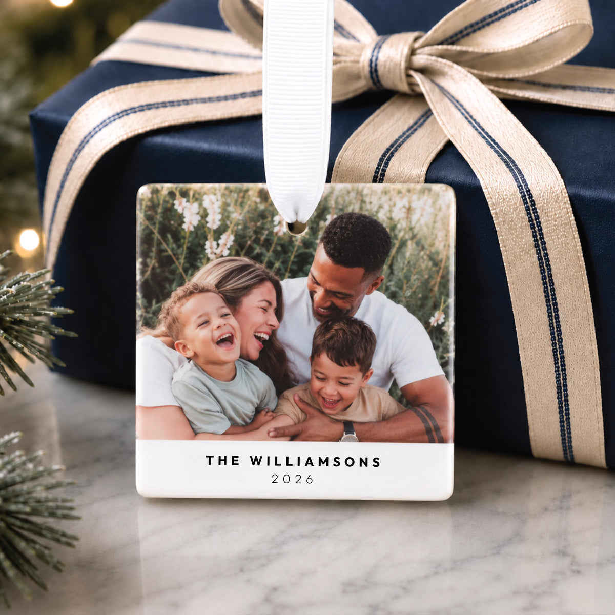 Custom Family Photo Ceramic Ornament