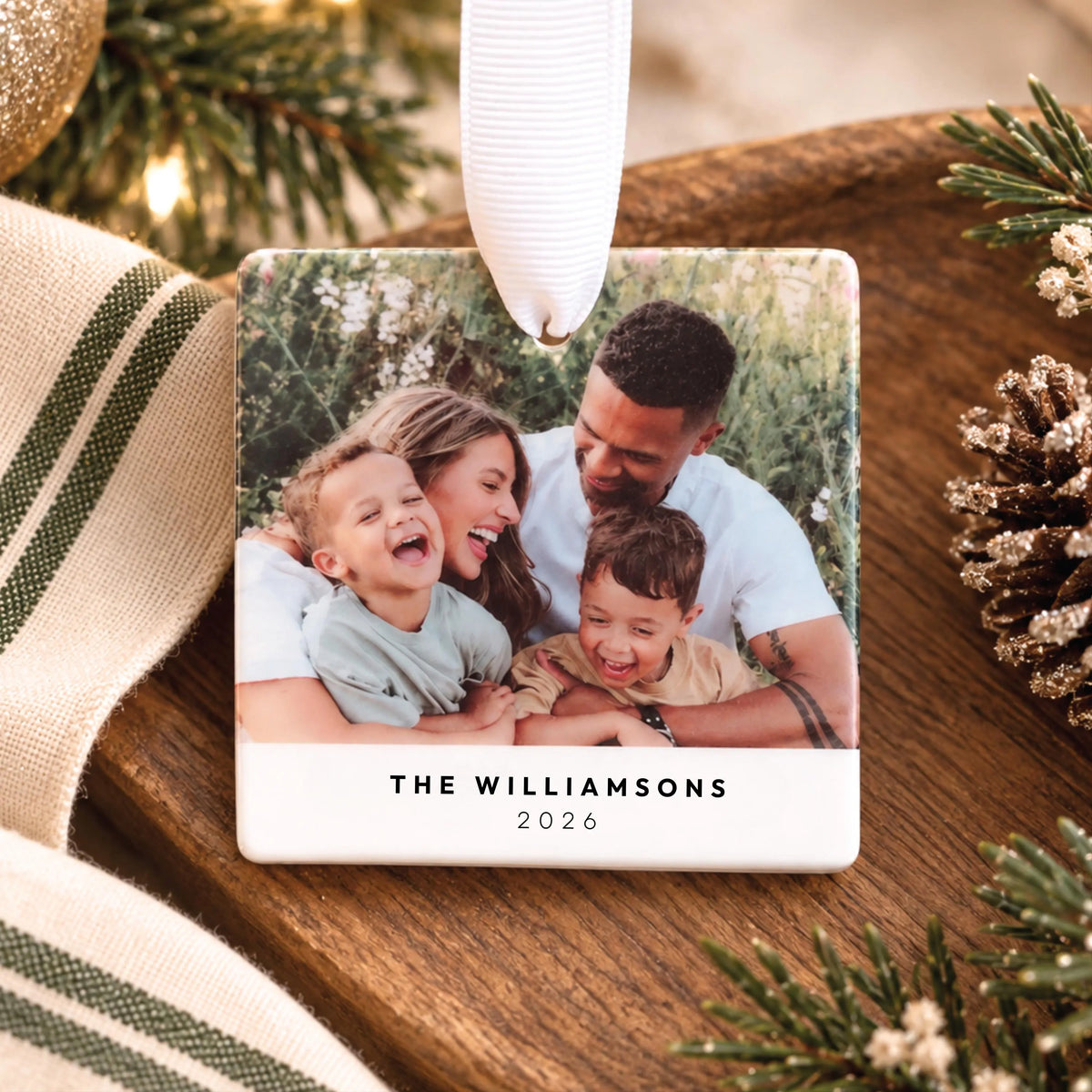 Custom Family Photo Ceramic Ornament