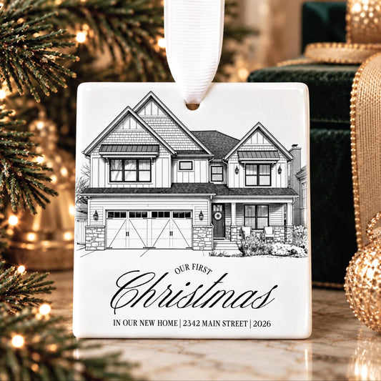 Custom Ceramic Our First Christmas in our New Home Ornament 2026