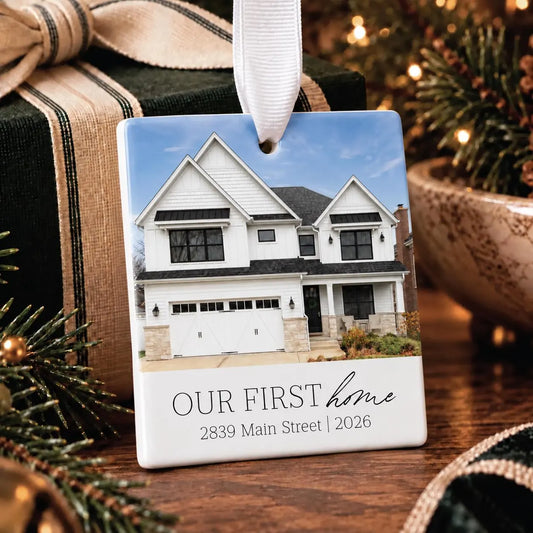 Custom Ceramic Our First Christmas in our New Home Ornament 2026
