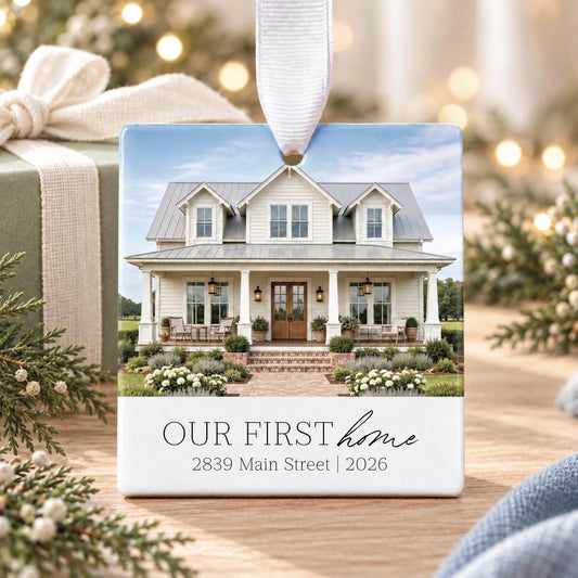 Custom Ceramic Our First Christmas in our New Home Ornament 2026