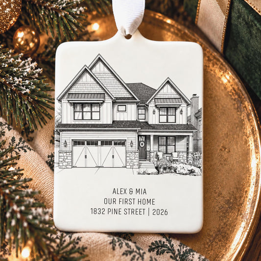 Custom Ceramic Our First Christmas in our New Home Ornament 2026