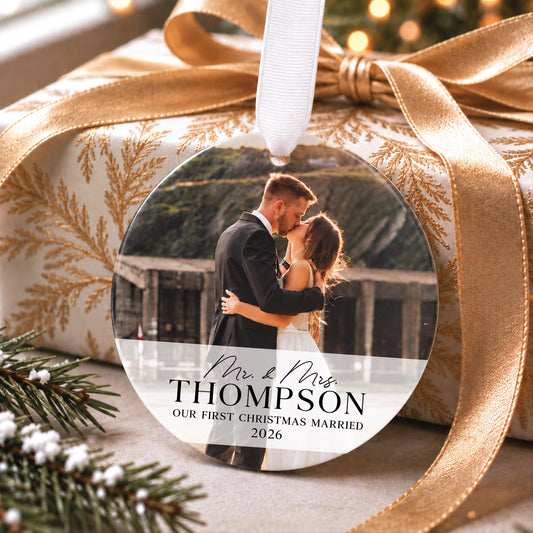 Our First Christmas Married Photo Ornament
