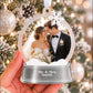 Silver Personalized Snow Globe First Christmas Married Ornament