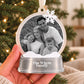 Silver Custom Snow Globe Family Photo Ornament