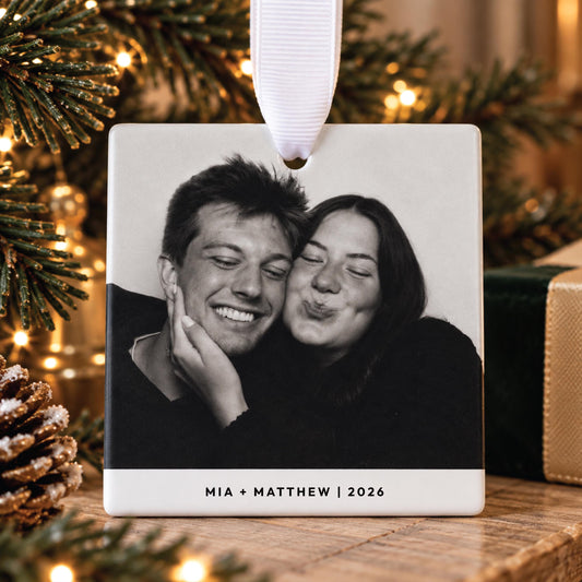 Custom First Christmas Together Photo Ceramic Ornament