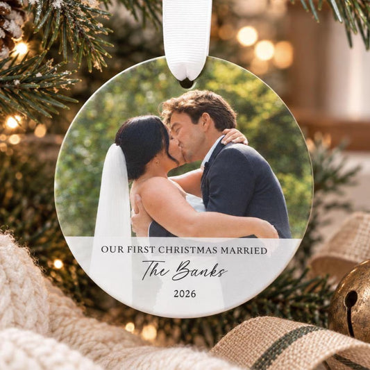 Our First Christmas Married Photo Ornament