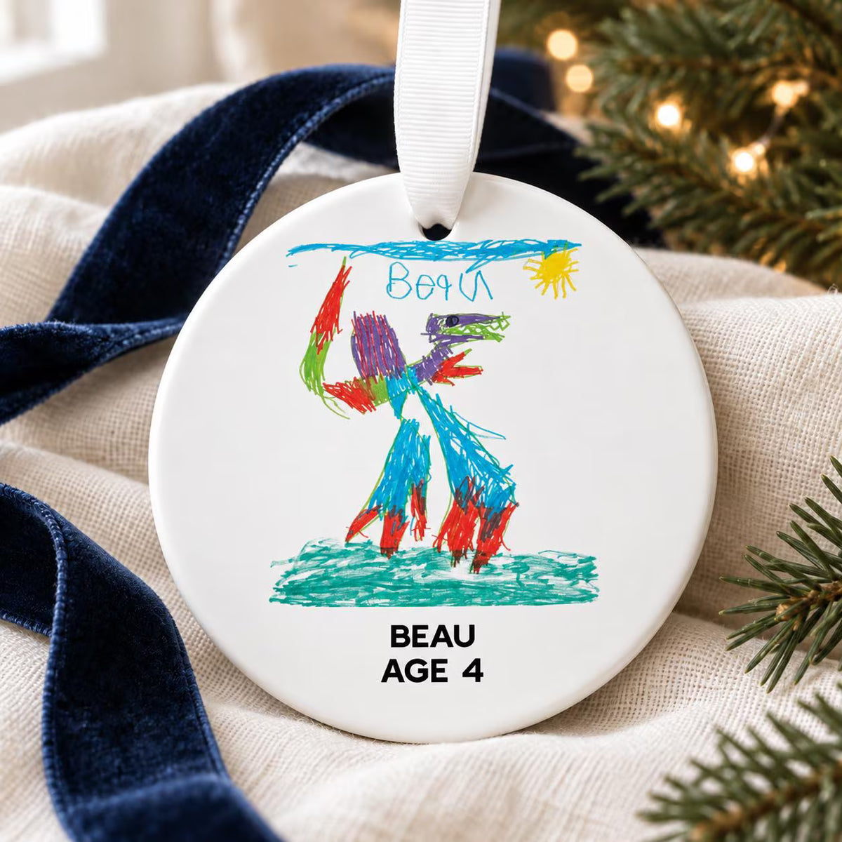 Custom Kids Drawing Ornament