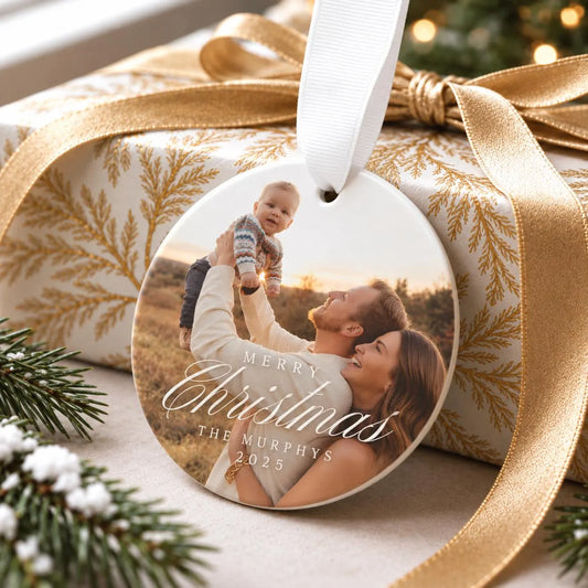 Custom Merry Christmas Family Photo Ornament