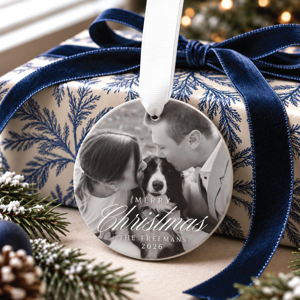 Custom Merry Christmas Family Photo Ornament