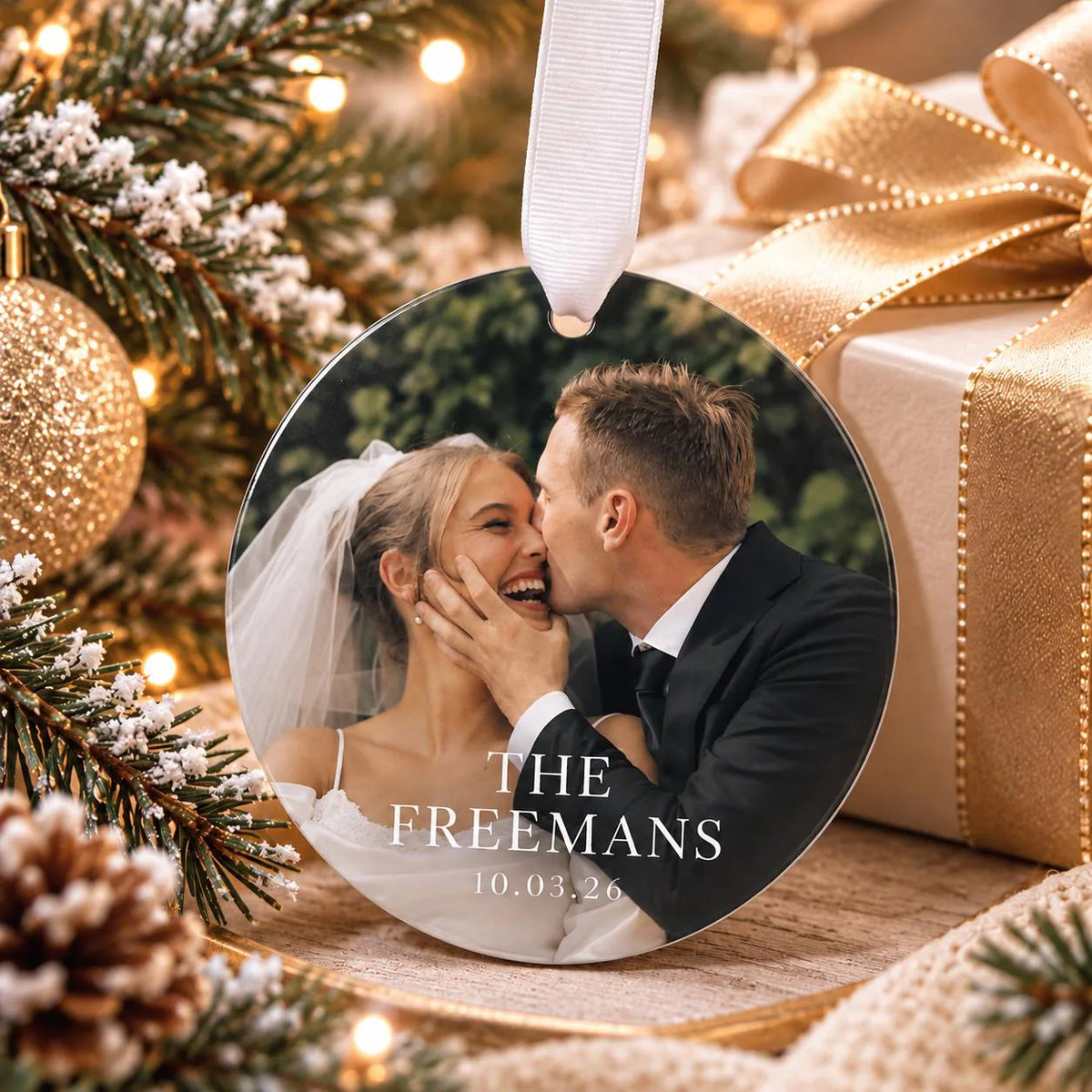 Our First Christmas Married Photo Ornament