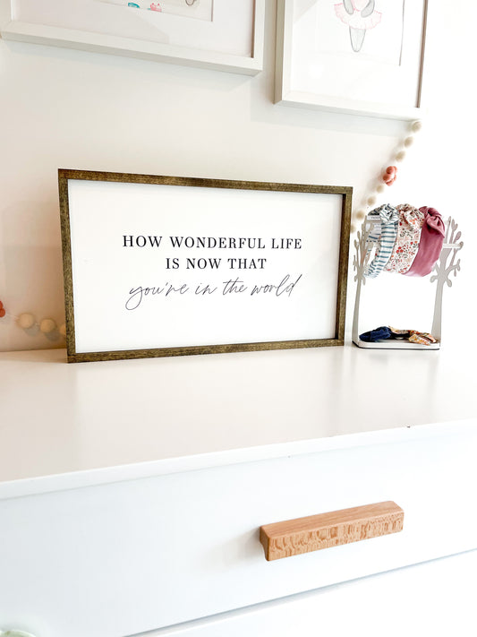 How Wonderful Life Is Nursery Sign