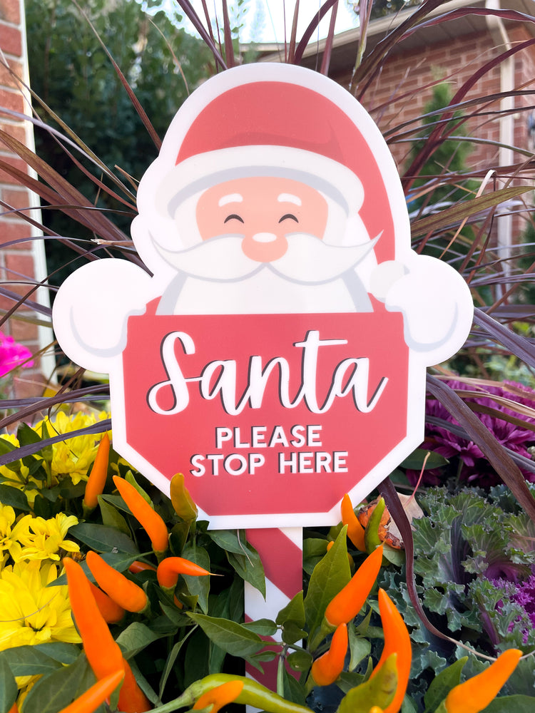 Santa Please Stop Here Planter Sign