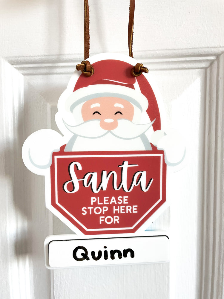 Santa Please Stop Here Custom Dry Erase Door Hanger